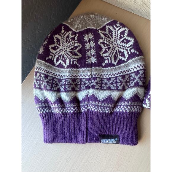 Mukluks Purple Knit Beanie Hat & Fair Isle Reversible Infinity Scarf Set - Picture 2 of 9